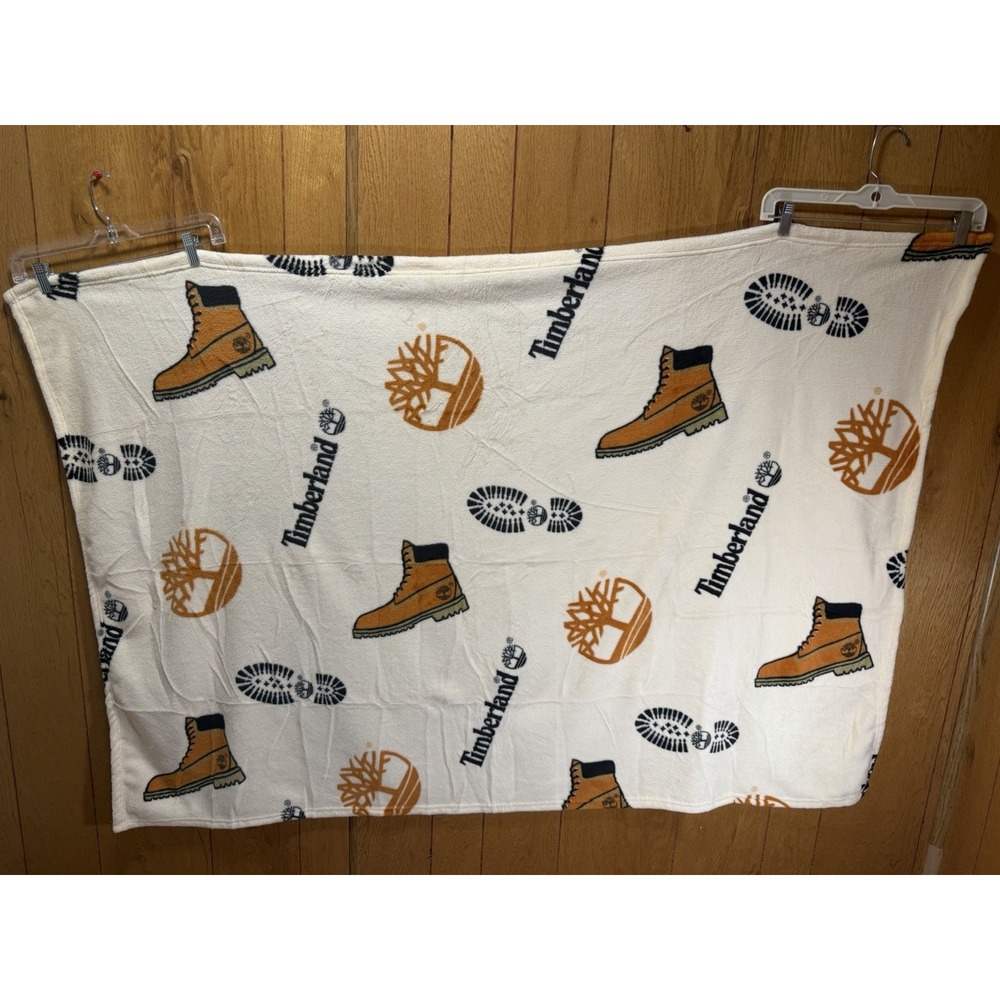 Timberland Unisex GWP Plush Boot Graphic Throw Blanket EH6 Beige 40x55" Limited